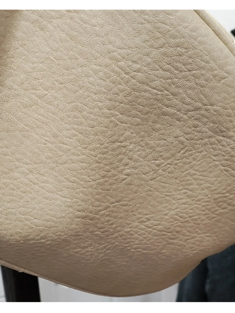 Cream Stud-Trim Leather Hobo Bag